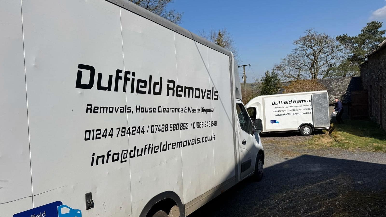 Duffield Removals van side reading Removals, House Clearance and Waste Disposal